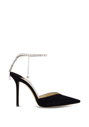 Jimmy Choo Saeda crystal-chain heeled pumps - Black