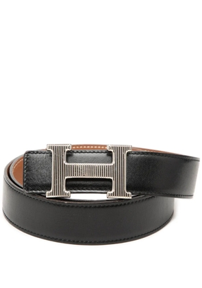 Hermès Pre-Owned 2011 Togo and Box Calf H Strie Reversible belt - Black
