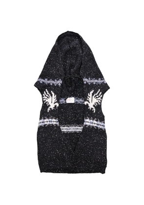Oscar Ouyang Eagle sleeveless Fair Isle hooded sweater - Black
