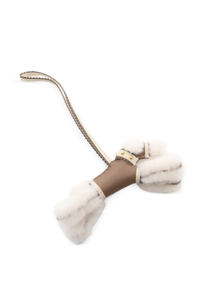 Hermès Pre-Owned Paddy shearling-trim bag charm - White