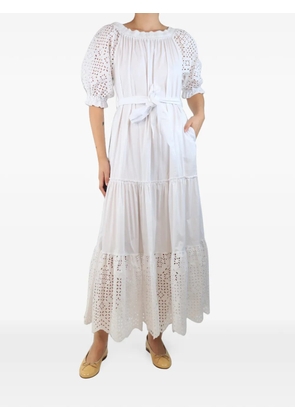 D.Exterior broderie-anglaise belted dress - White