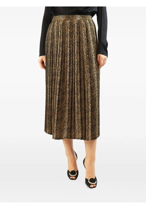 Celine Pre-Owned leopard-print pleated midi skirt - Brown