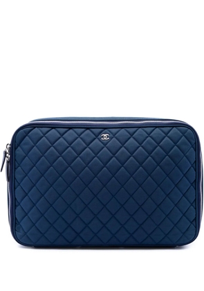 CHANEL Pre-Owned 2012-2013 CC Quilted Nylon Laptop Case business bag - Blue