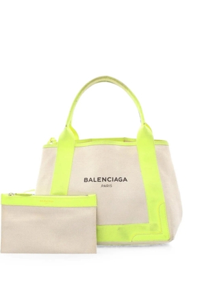 Balenciaga Pre-Owned 2000s small Navy Cabas leather-trim tote bag - Neutrals
