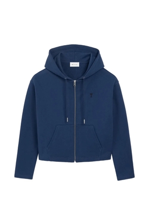 AMI Paris cotton Ami de Coeur zipped hoodie - Blue