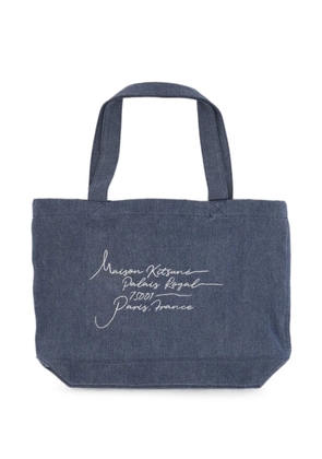 Maison Kitsuné logo denim tote bag - Blue