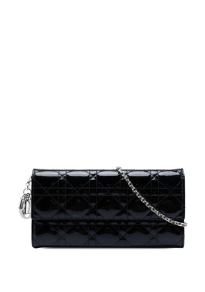 Christian Dior Pre-Owned 2014 Patent Cannage Lady Dior Wallet On Chain crossbody bag - Black