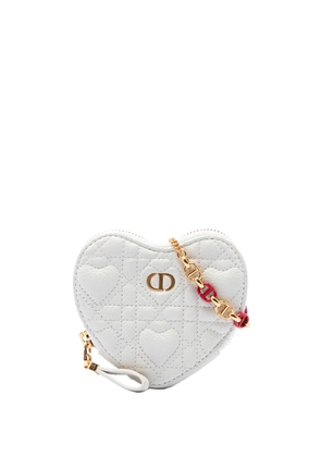Christian Dior Pre-Owned 2021 DiorAmour Calfskin Cannage Caro Heart Pouch With Chain crossbody bag - White