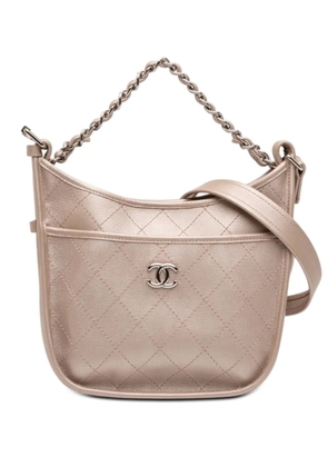 CHANEL Pre-Owned 2018 Small Quilted Metallic Calfskin Jungle Stroll Hobo satchel - Pink