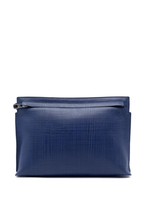 Loewe Pre-Owned 2017 Large Linen Embossed Calfskin Anagram T Pouch clutch bag - Blue