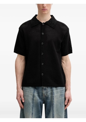 Andersson Bell crochet-collar mesh-knit shirt - Black