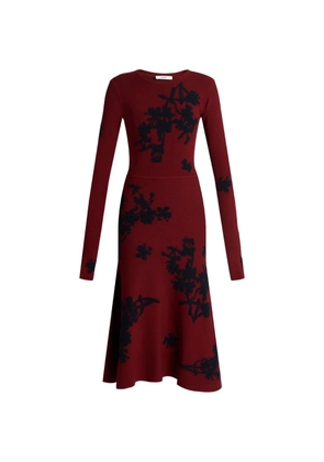 ERDEM jacquard-knit long-sleeve dress - Red