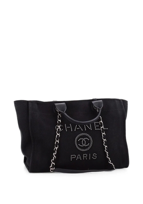 CHANEL Pre-Owned Deauville Pearl Embellished Canvas Medium tote bag - Black