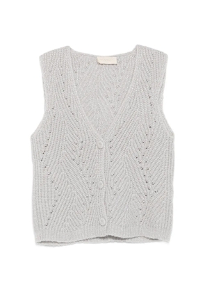 MOMONÌ Hidari knitted sleeveless V-neck wool cardigan - Grey