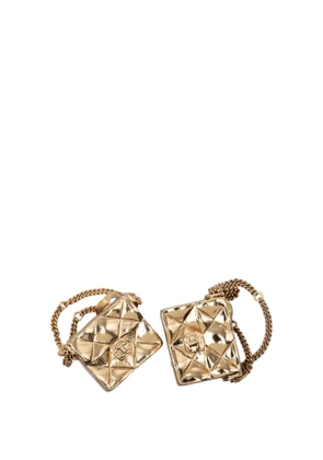 CHANEL Pre-Owned 2002 CC Gold Plated Quilted Flap Bag Clip On Earrings costume earrings