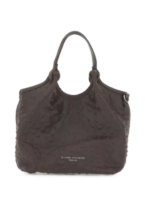 GIANNI CHIARINI Dua ostrich-effect leather tote bag - Brown