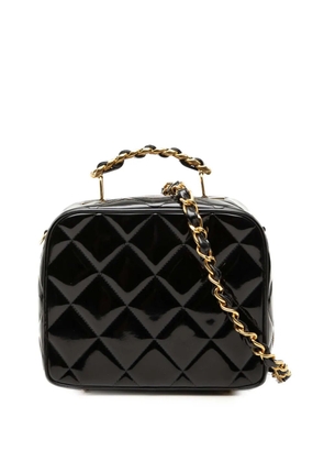 CHANEL Pre-Owned 1994-1996 Quilted Patent Vanity Case satchel - Black