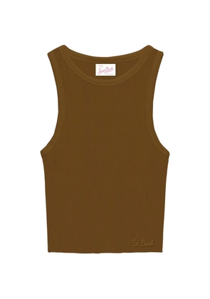 MC2 Saint Barth ribbed embroidered vest top - Brown
