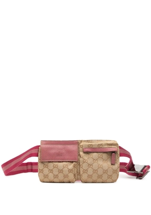 Gucci Pre-Owned 2000-2015 GG Canvas Web Double Pocket belt bag - Pink