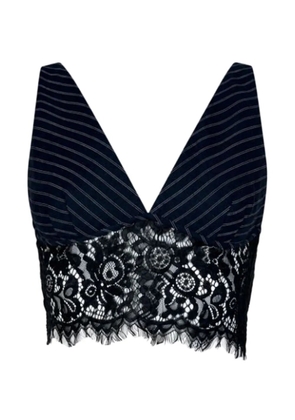 PINKO lace-trim pinstripe-pattern top - Black