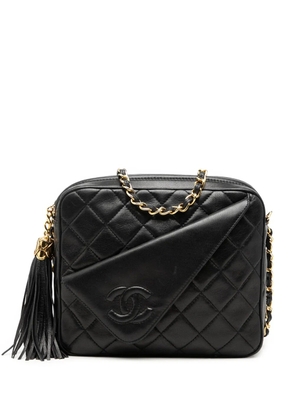 CHANEL Pre-Owned 1989-1991 Mini CC Quilted Lambskin Tassel Camera Bag crossbody bag - Black