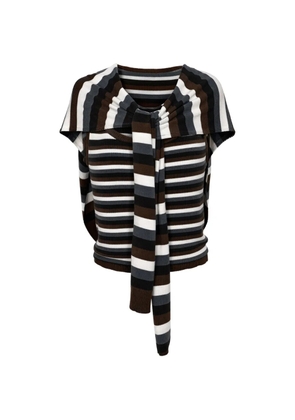 Monse striped detachable-overlay scoop-neck top - Brown