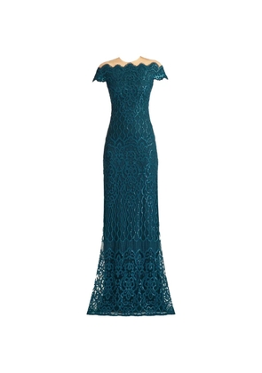 Tadashi Shoji sequin-embellished lace-overlay maxi dress - Blue