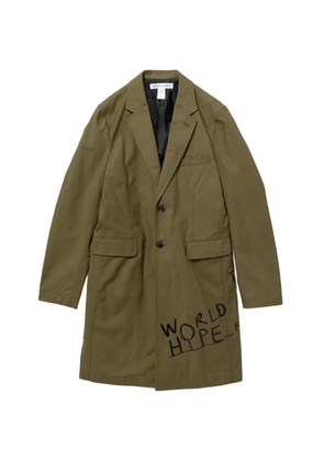 Comme Des Garçons Shirt green slogan design coat