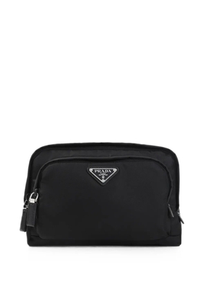 Prada logo-plaque pouch bag - Black