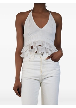Alaïa Pre-Owned ruffled halter-neck top - White