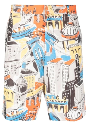 Moschino abstract-print cotton-blend shorts - Grey