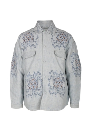 Aodress floral-embroidered overshirt - Blue