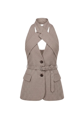Monse houndstooth-pattern cross-lapel vest - Brown