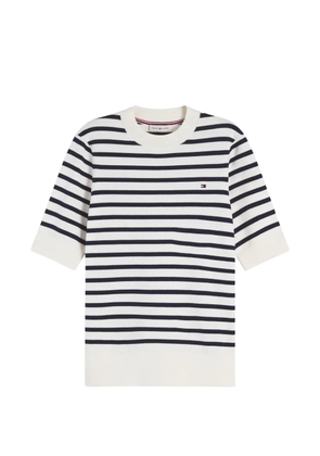Tommy Hilfiger horizontal-stripe short-sleeve sweater - White