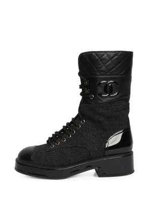 CHANEL Pre-Owned turn-lock biker boots - Black