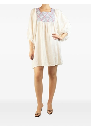 nina leuca embroidered mini dress - Neutrals