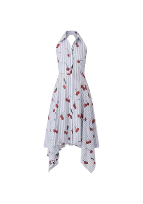 Monse cherry-print striped midi dress - Blue