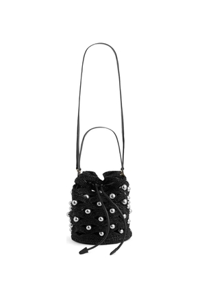 Rabanne pearl-embellished bucket bag - Black