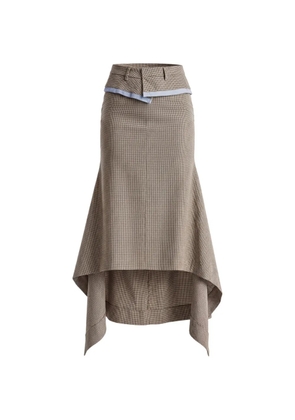 Monse deconstructed-waistband houndstooth midi skirt - Brown