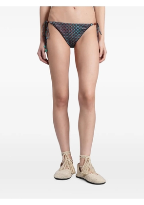 SIEDRES checked bead-embellished bikini bottoms - Brown