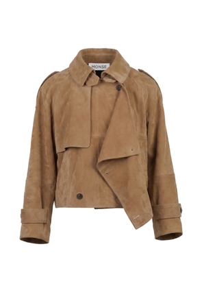 Monse cascade-panel suede jacket - Neutrals