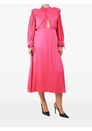 FARM Rio crossover-front tie-cuff midi dress - Pink