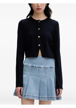 FROM FUTURE heart-button cropped cardigan - Blue
