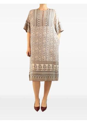 Sea floral-print silk dress - Neutrals