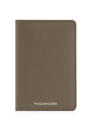 MAISON de SABRÉ logo-stamp grained leather passport holder - Brown