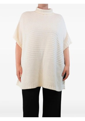 Allude high-neck poncho - Neutrals