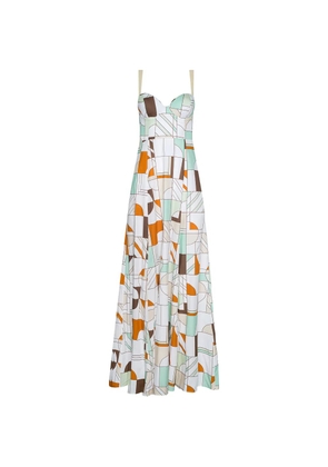 L'Agence Sutton geometric-print maxi dress - White