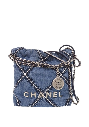 CHANEL Pre-Owned 2021-2026 Mini Denim Stitched 22 Handbag satchel - Blue