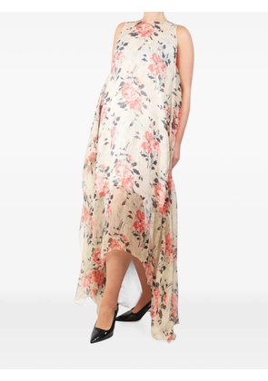 Loewe Pre-Owned asymmetric floral-print maxi dress - Neutrals