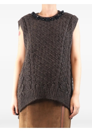 Simone Rocha beaded sleeveless chunky-knit top - Brown